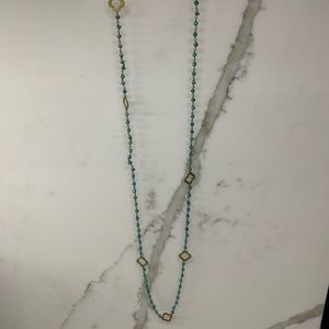 Stella & Dot long turquoise and gold necklace